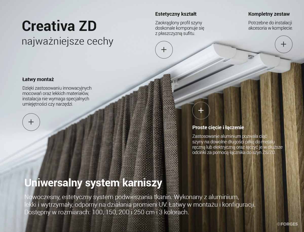 Creativa ZD2-200 - najważniejsze cechy szyny karniszowej